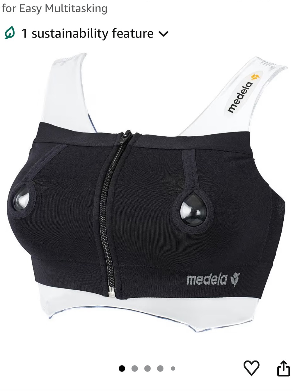 Medela Easy Expression Bustier front zip bra in black